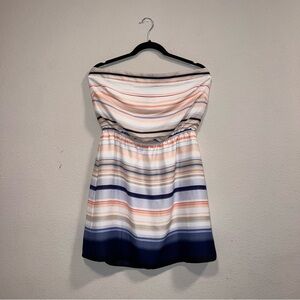 White House Black Market Strapless Dress with Blue and Orange Stripes